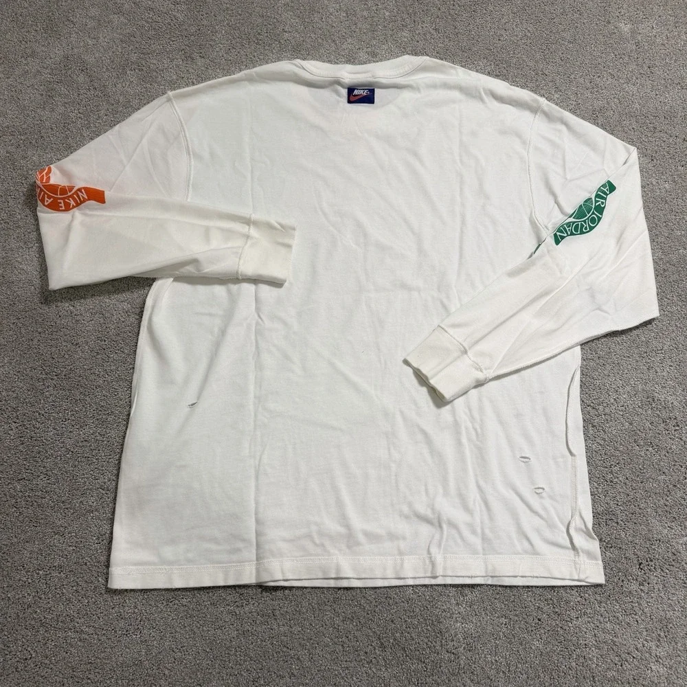 Nike Air Jordan Rare Air Distressed Long Sleeve Shirt Mens XL White IB3134-133